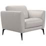 Hope Sofa Chair in Dove Gray Leather and Black Metal Legs