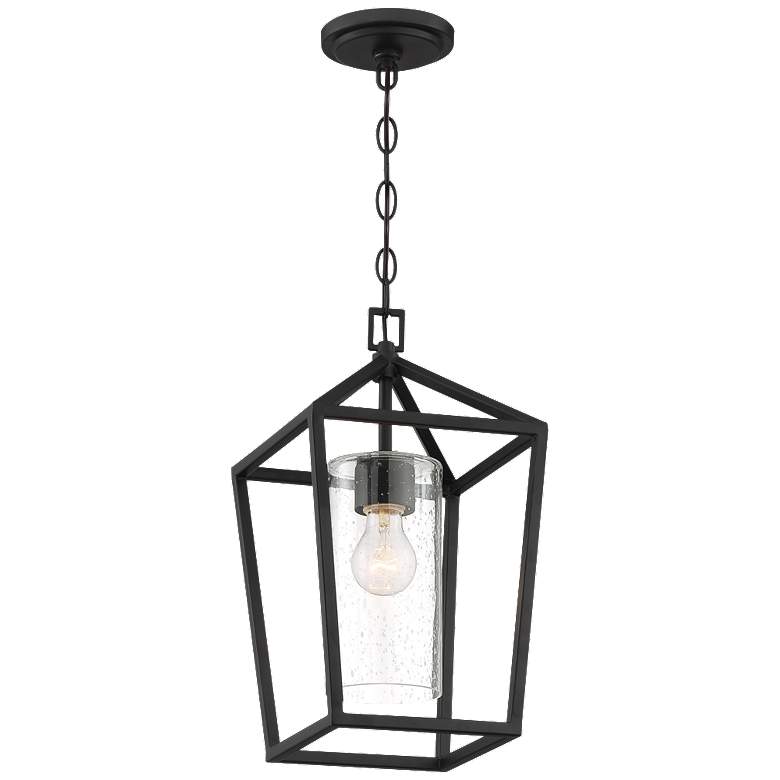 Image 1 Hopewell; 1 Light; Hanging Lantern; Matte Black Finish w Clear Seeded Glass
