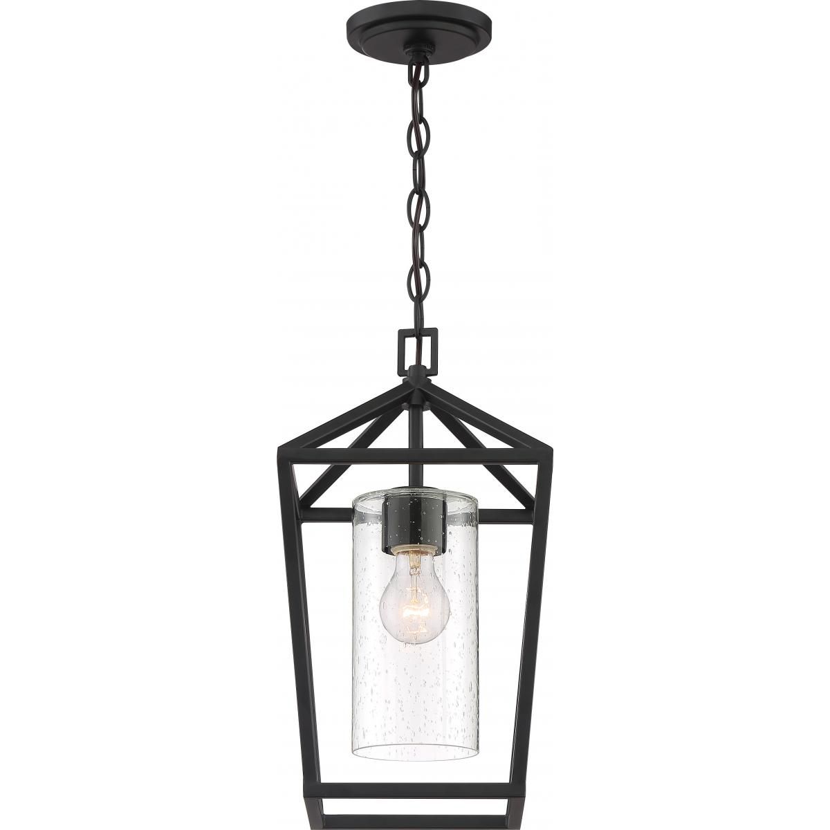 Image 2 Hopewell; 1 Light; Hanging Lantern; Matte Black Finish w Clear Seeded Glass more views