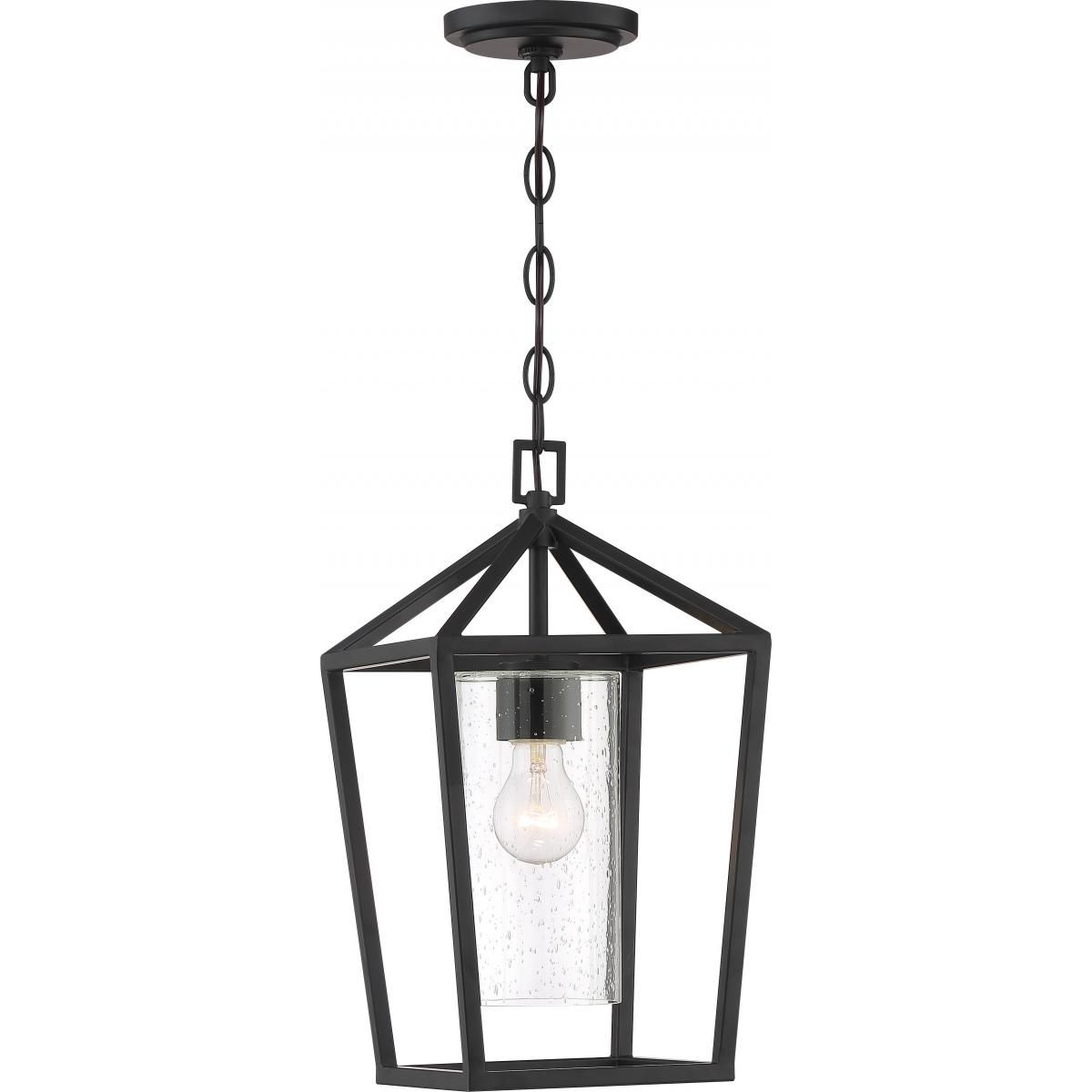 Image 3 Hopewell; 1 Light; Hanging Lantern; Matte Black Finish w Clear Seeded Glass more views