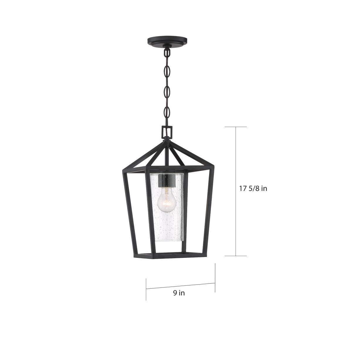 Image 5 Hopewell; 1 Light; Hanging Lantern; Matte Black Finish w Clear Seeded Glass more views