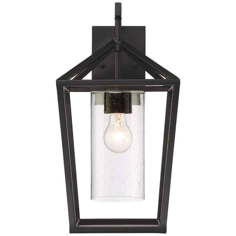 Image 1 Hopewell; 1 Light; Large Lantern; Matte Black Finish w Clear Seeded Glass