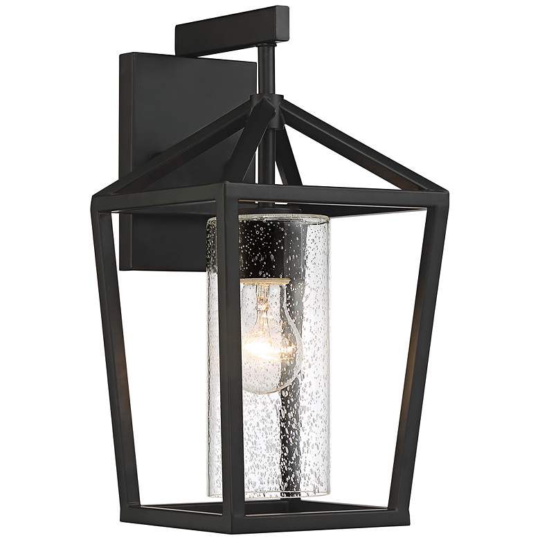 Image 1 Hopewell; 1 Light; Medium Lantern; Matte Black Finish w Clear Seeded Glass