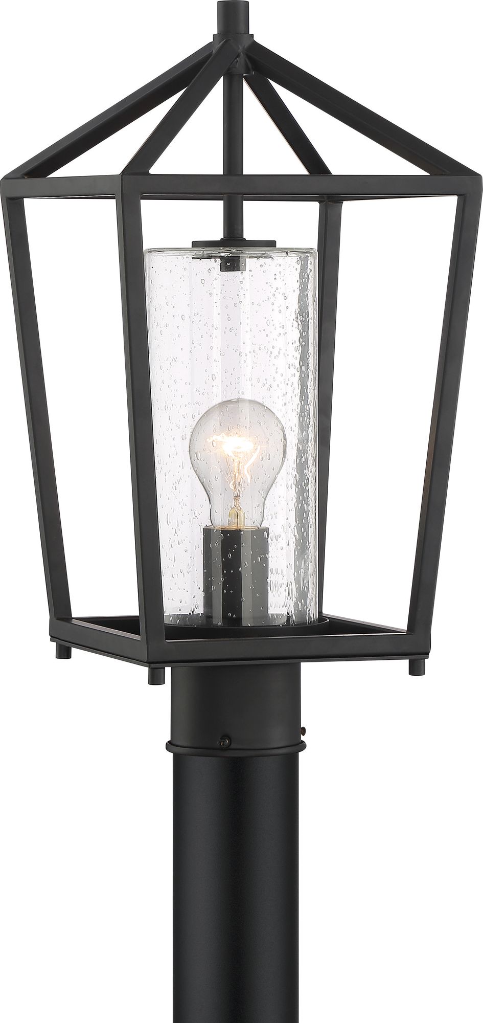 Image 2 Hopewell; 1 Light; Post Lantern; Matte Black Finish with Clear Seeded Glass more views