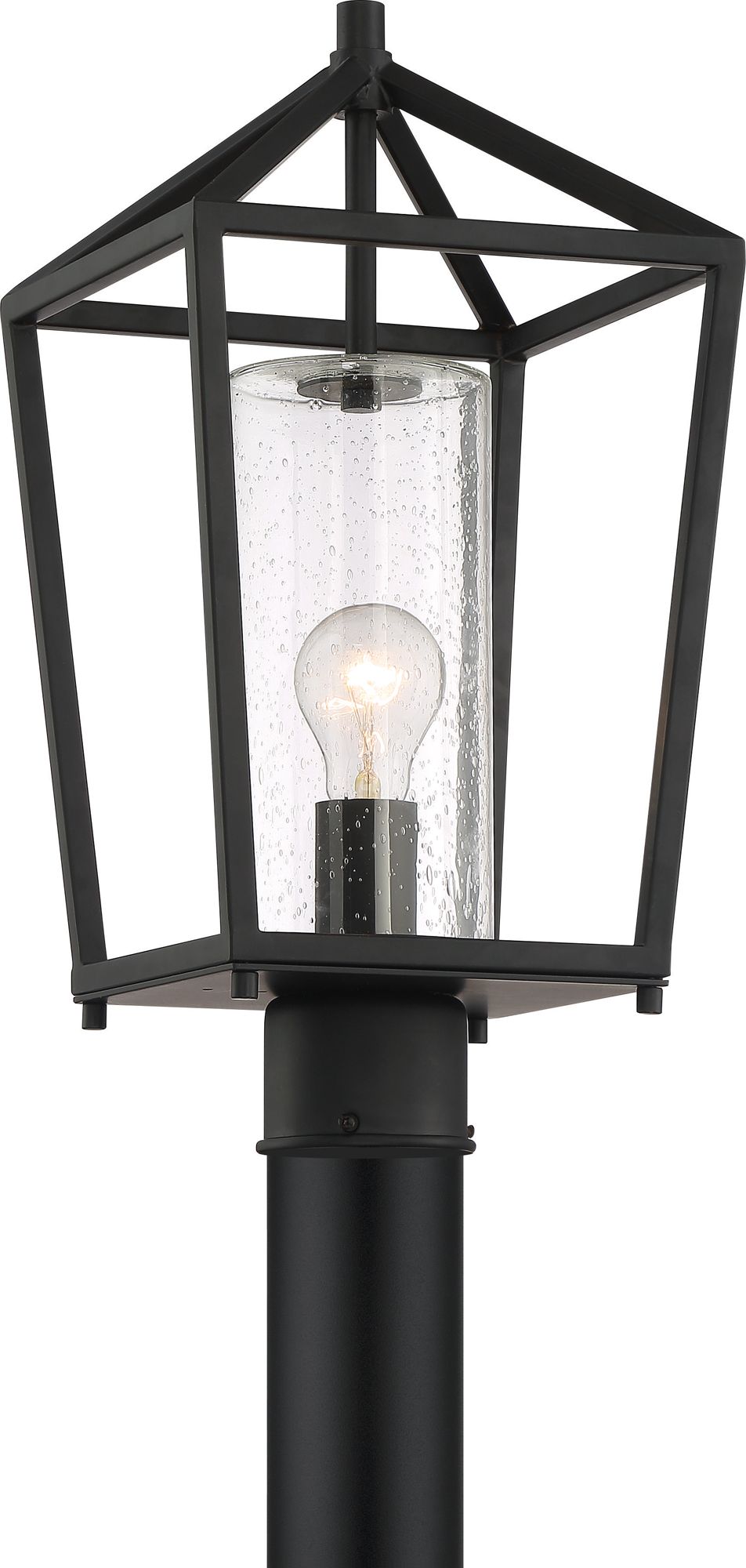 Image 3 Hopewell; 1 Light; Post Lantern; Matte Black Finish with Clear Seeded Glass more views