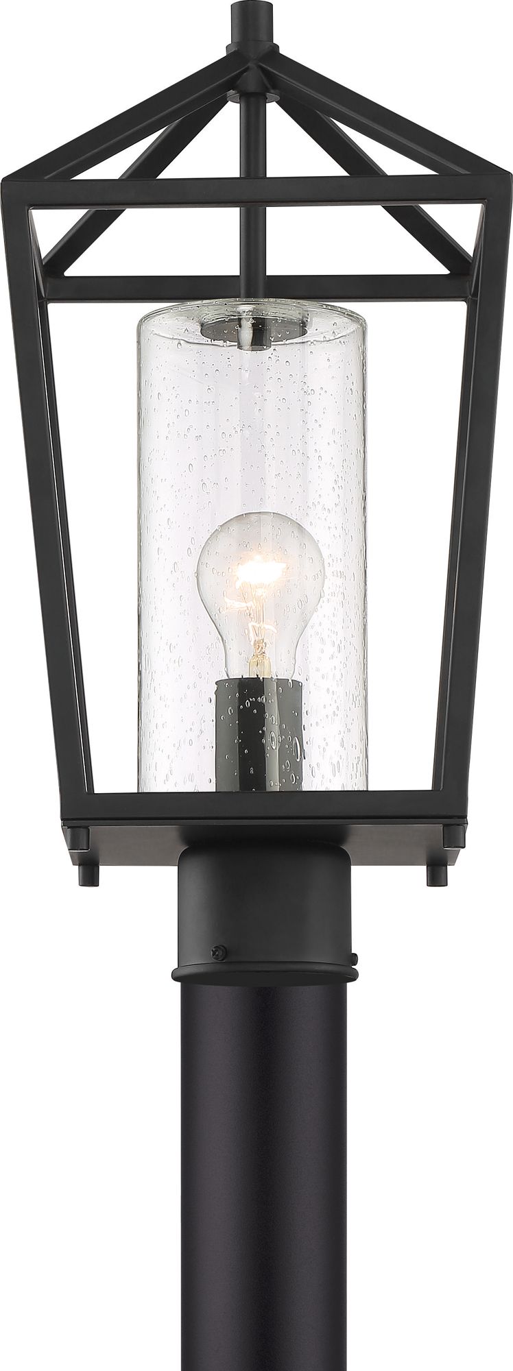 Image 4 Hopewell; 1 Light; Post Lantern; Matte Black Finish with Clear Seeded Glass more views