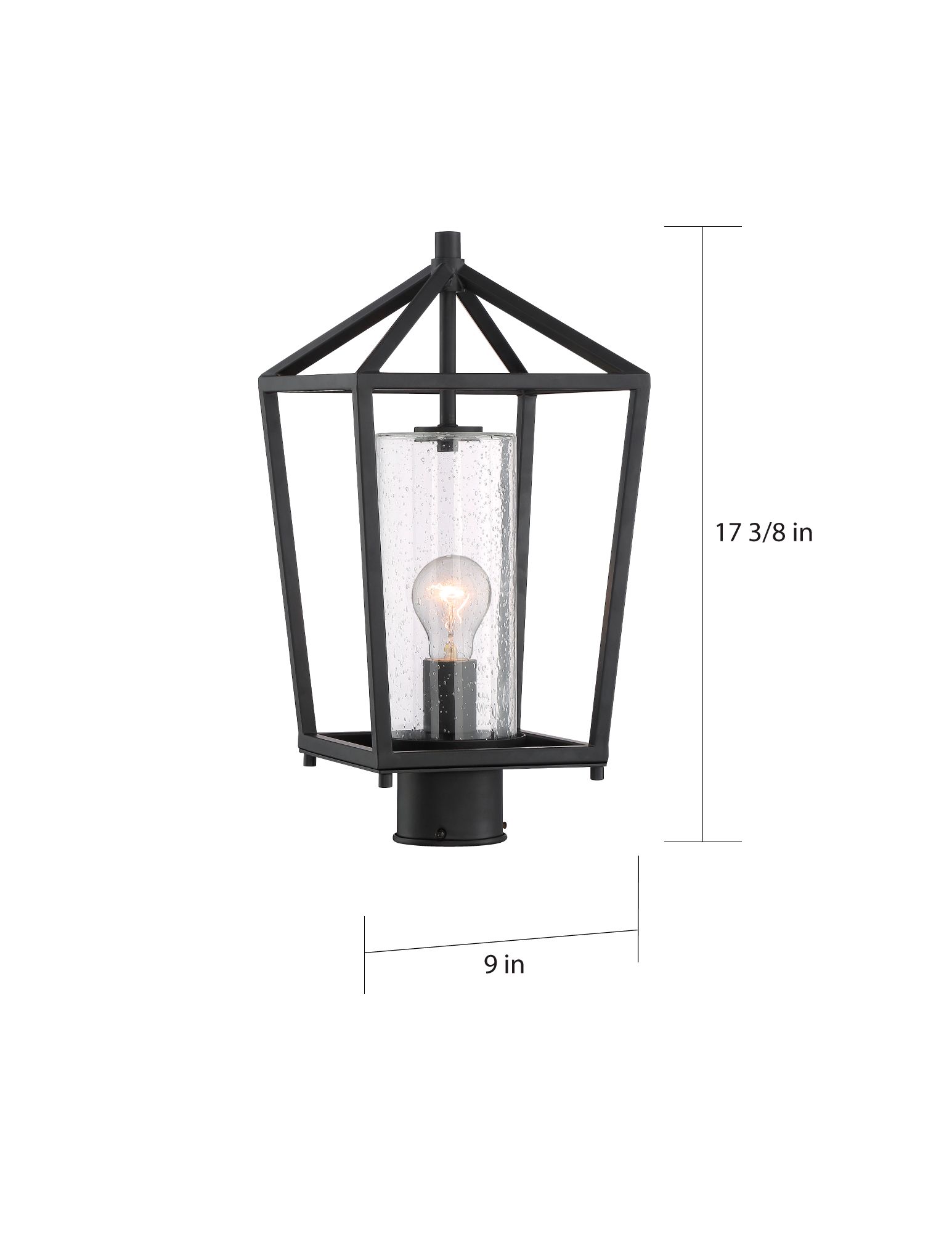 Image 6 Hopewell; 1 Light; Post Lantern; Matte Black Finish with Clear Seeded Glass more views