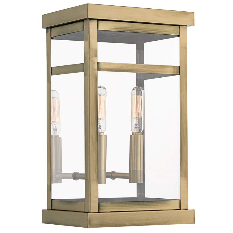 Image 1 Hopewell 12 3/4"H Antique Brass 2-Light Outdoor Wall Light