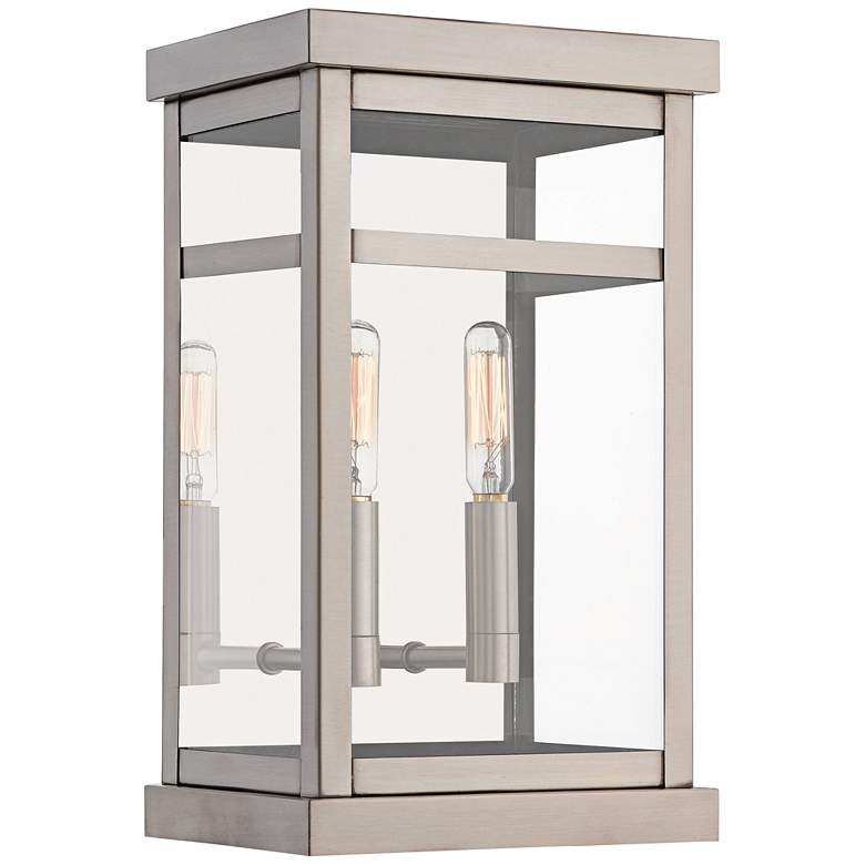 Image 1 Hopewell 12 3/4 inchH Brushed Nickel 2-Light Outdoor Wall Light