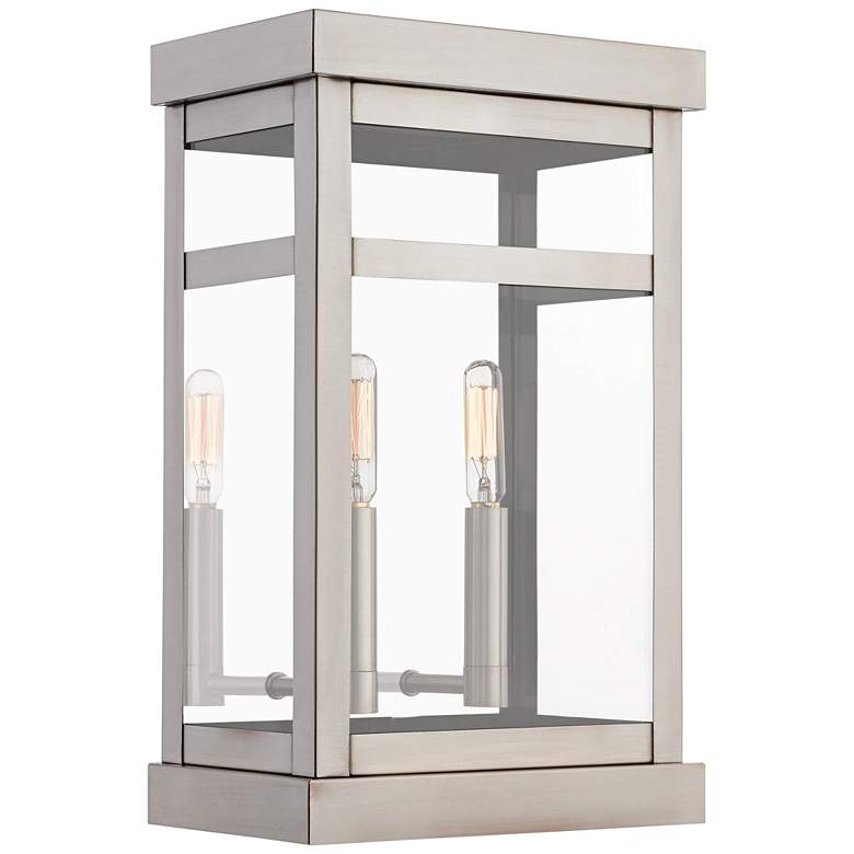 Image 1 Hopewell 15" High Brushed Nickel 2-Light Outdoor Wall Light