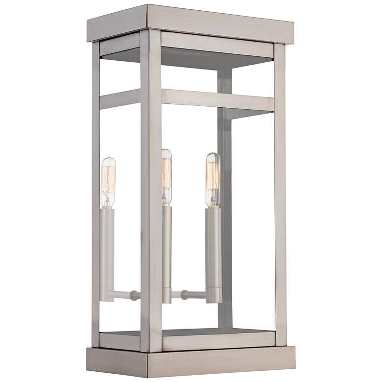 Image 1 Hopewell 18" High Brushed Nickel 2-Light Outdoor Wall Light