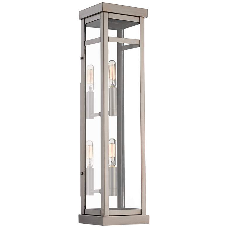 Image 1 Hopewell 22 inch High Brushed Nickel 2-Light Outdoor Wall Light