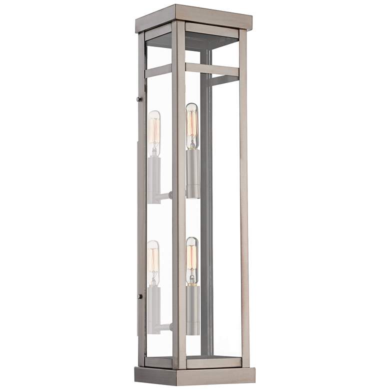 Image 1 Hopewell 22" High Brushed Nickel 2-Light Outdoor Wall Light