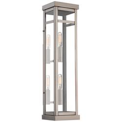 Hopewell 22&quot; High Brushed Nickel 2-Light Outdoor Wall Light