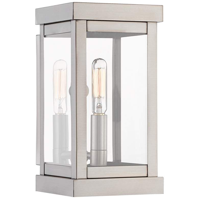Image 1 Hopewell 9" High Brushed Nickel Outdoor Wall Light