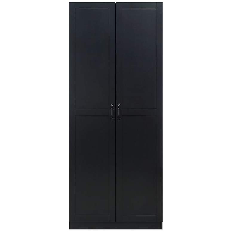 Image 1 Hopkins Modern Freestanding Storage Closet with 7 Shelves in Black