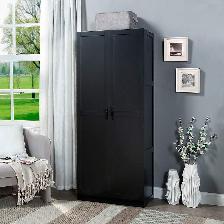Image 2 Hopkins Modern Freestanding Storage Closet with 7 Shelves in Black more views
