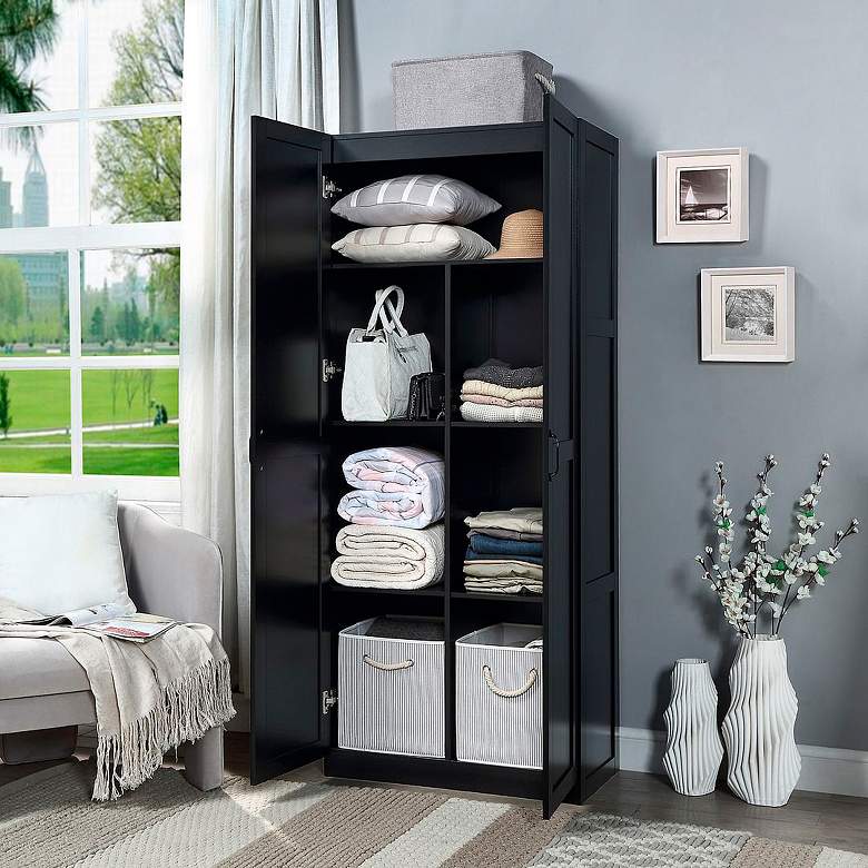 Image 4 Hopkins Modern Freestanding Storage Closet with 7 Shelves in Black more views