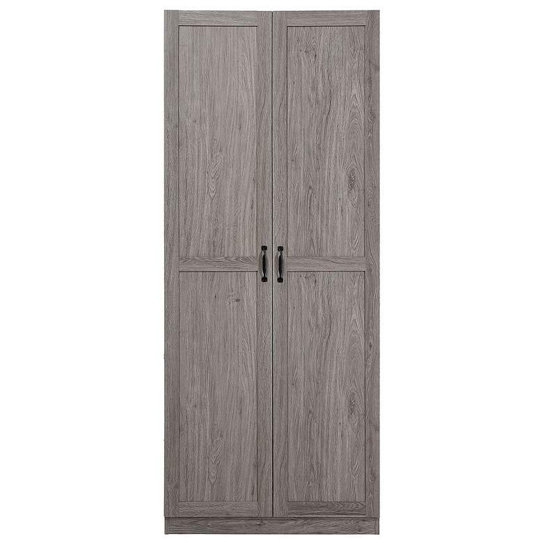 Image 1 Hopkins Modern Freestanding Storage Closet with 7 Shelves in Grey