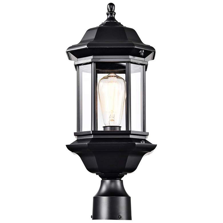 Image 3 Hopkins Outdoor Large Post Lantern; 1 Light; Matte Black Finish more views