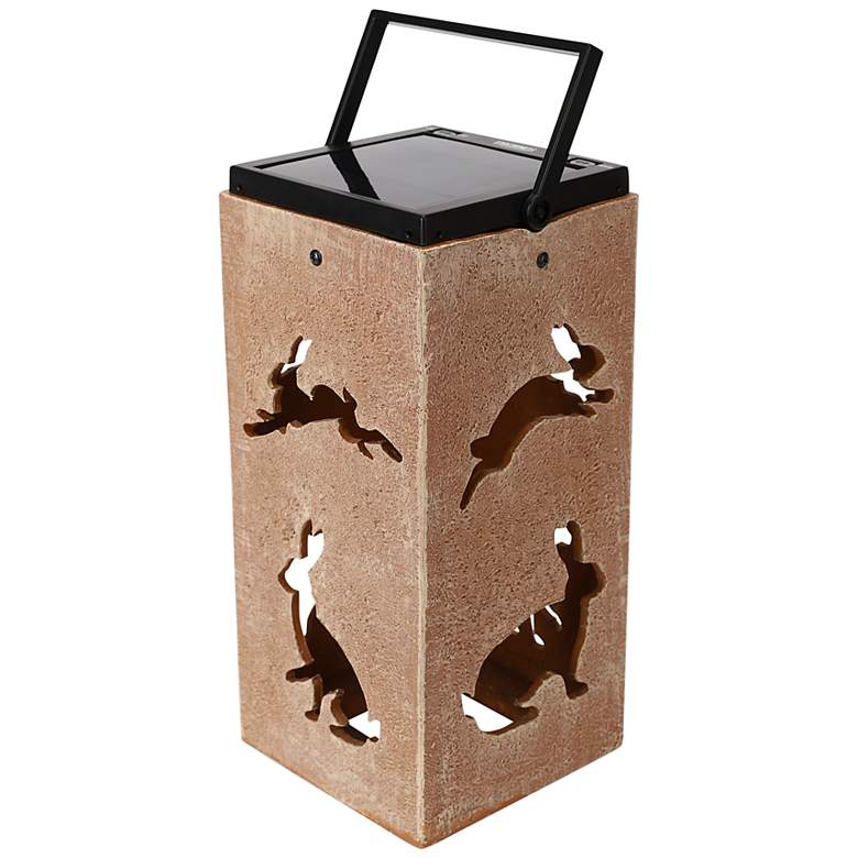 Image 1 Hopper 10 3/4"H Tan Rabbit Cut-Out Solar Portable Lantern