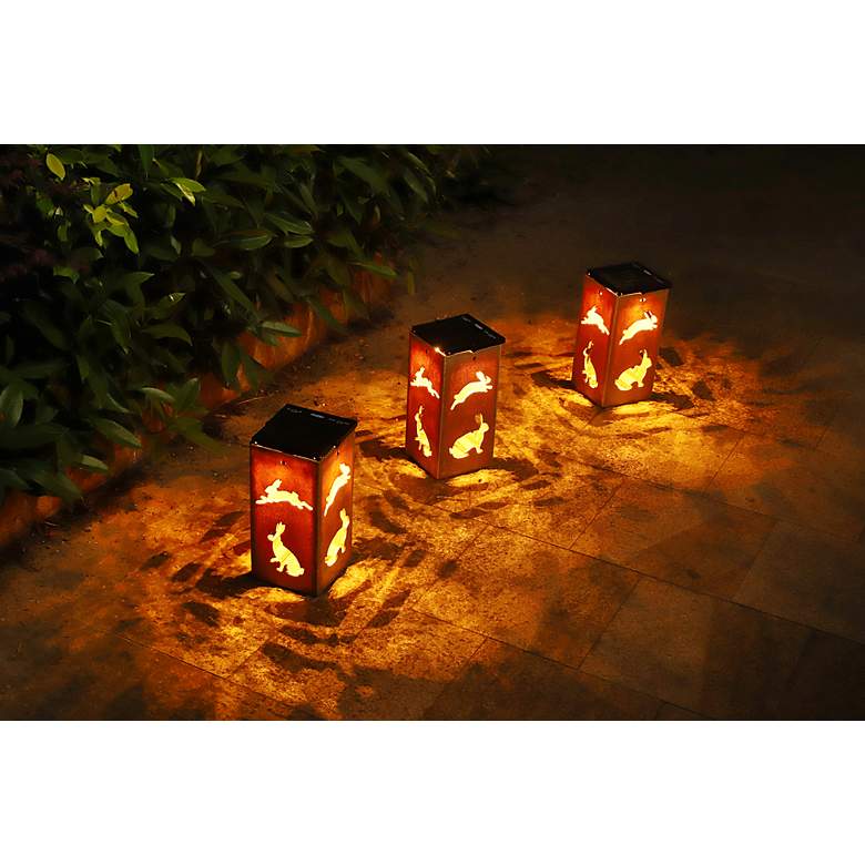 Image 4 Hopper 10 3/4"H Tan Rabbit Cut-Out Solar Portable Lantern more views