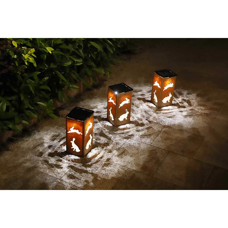 Image 5 Hopper 10 3/4"H Tan Rabbit Cut-Out Solar Portable Lantern more views