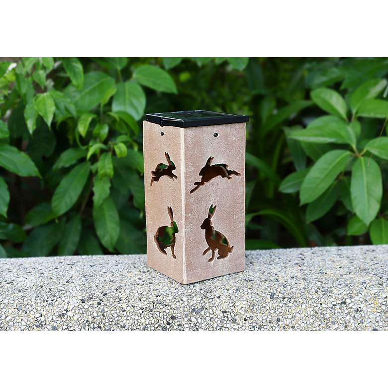 Image 6 Hopper 10 3/4"H Tan Rabbit Cut-Out Solar Portable Lantern more views