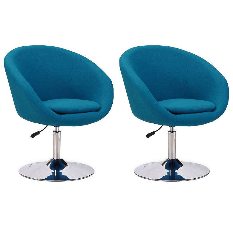 Image 1 Hopper Swivel Adjustable Height Chair in Blue Set of 2