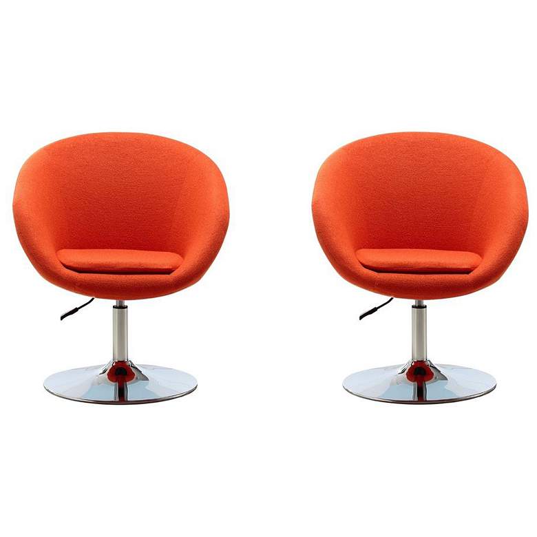 Image 1 Hopper Swivel Adjustable Height Chair in Orange Set of 2