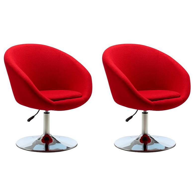 Image 1 Hopper Swivel Adjustable Height Chair in Red and Polished Chrome (Set of 2)