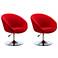 Hopper Swivel Adjustable Height Chair in Red and Polished Chrome (Set of 2)