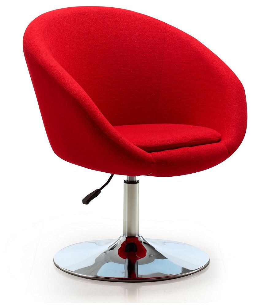 Image 4 Hopper Swivel Adjustable Height Chair in Red and Polished Chrome (Set of 2) more views