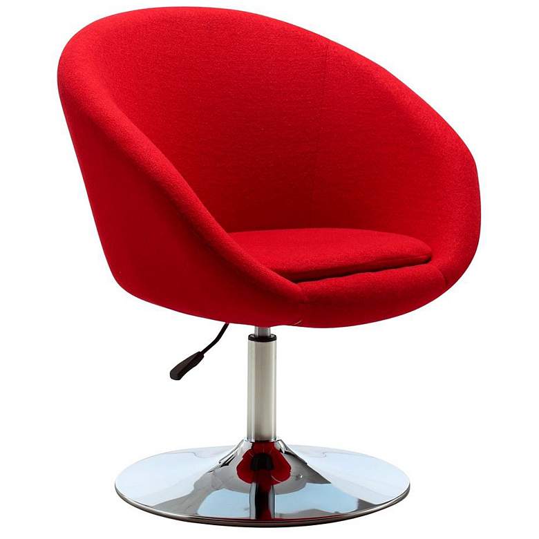 Image 1 Hopper Swivel Adjustable Height Chair in Red and Polished Chrome