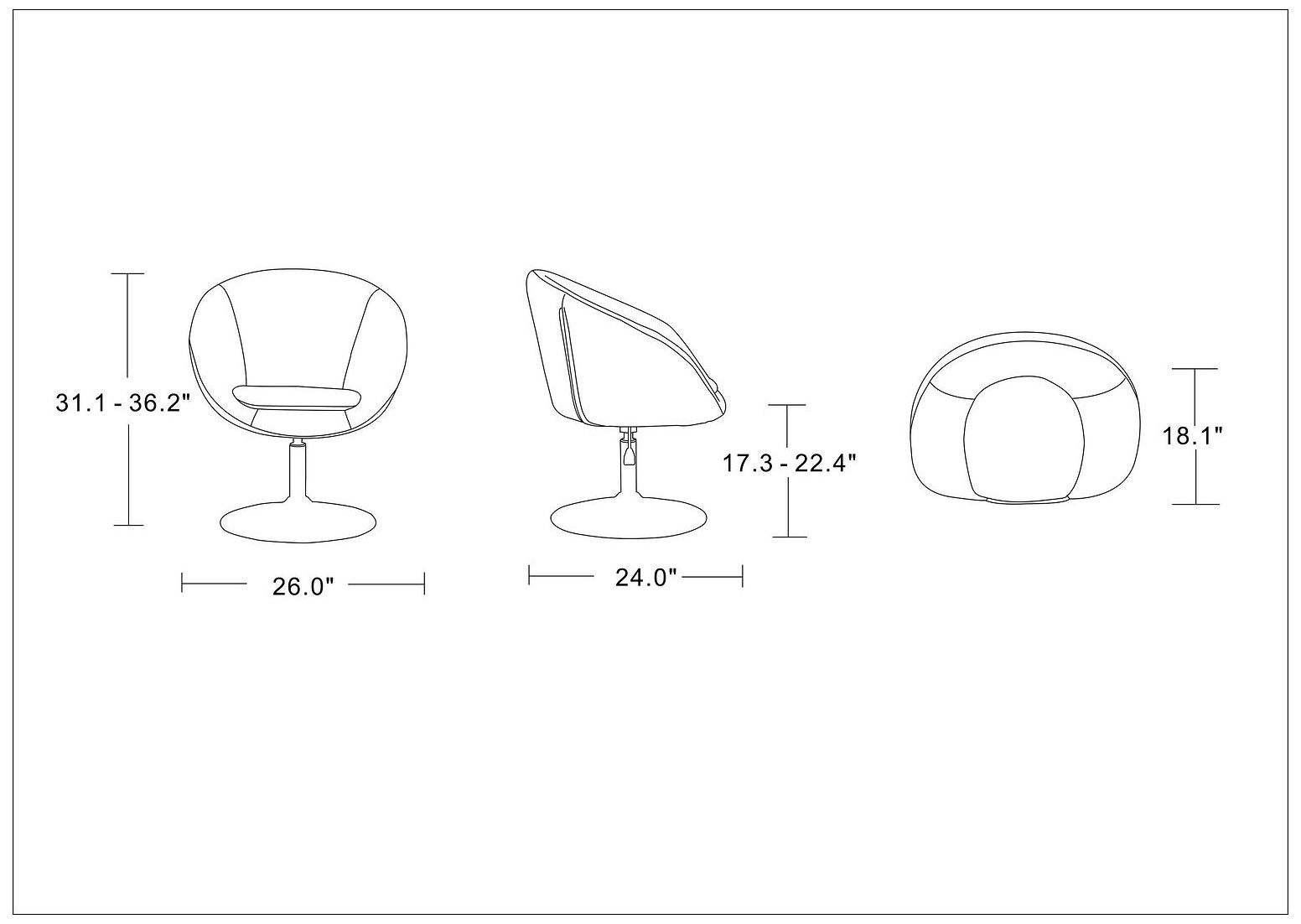 Image 3 Hopper Swivel Adjustable Height Chair in Red and Polished Chrome more views