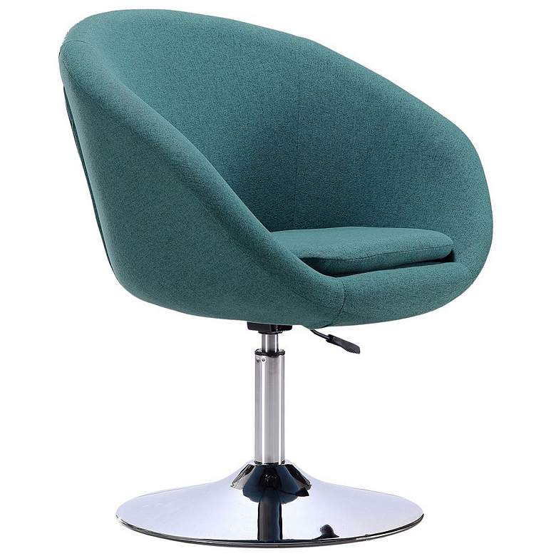 Image 1 Hopper Swivel Adjustable Height Chair in Sky Blue and Polished Chrome