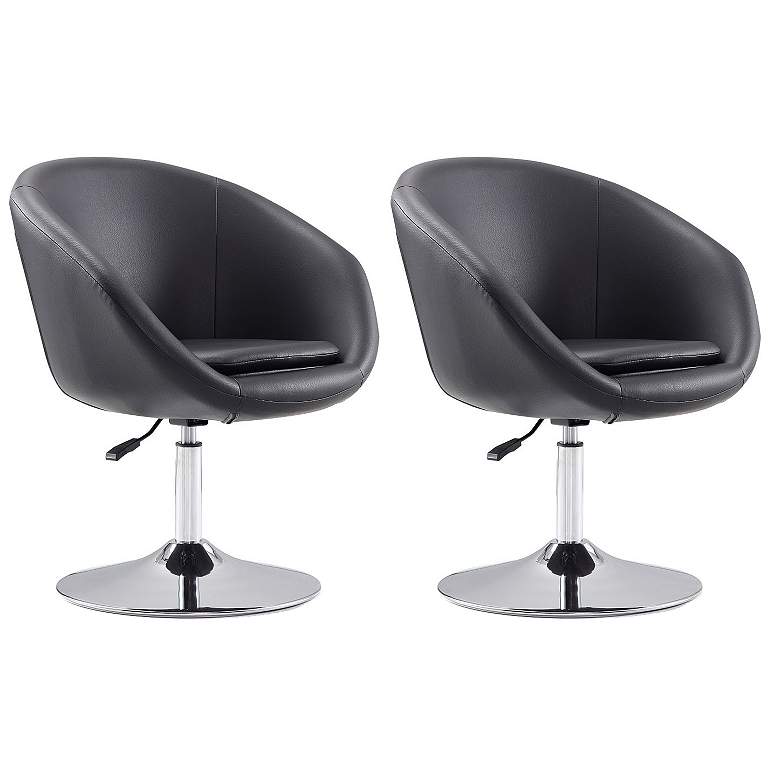Image 1 Hopper Swivel Adjustable Height Faux Leather Chair in Black Set of 2