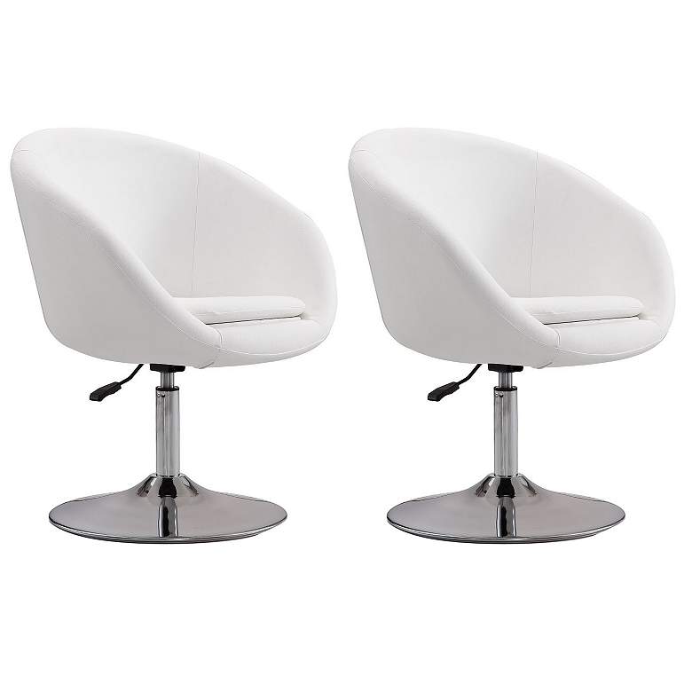 Image 1 Hopper Swivel Adjustable Height Faux Leather Chair in White Set of 2