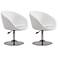 Hopper Swivel Adjustable Height Faux Leather Chair in White Set of 2