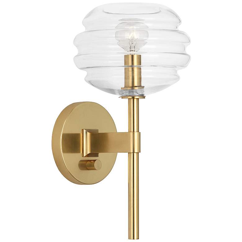 Image 1 Horizon 13.5" High Modern Brass And Lucite CRYST Wall Sconce