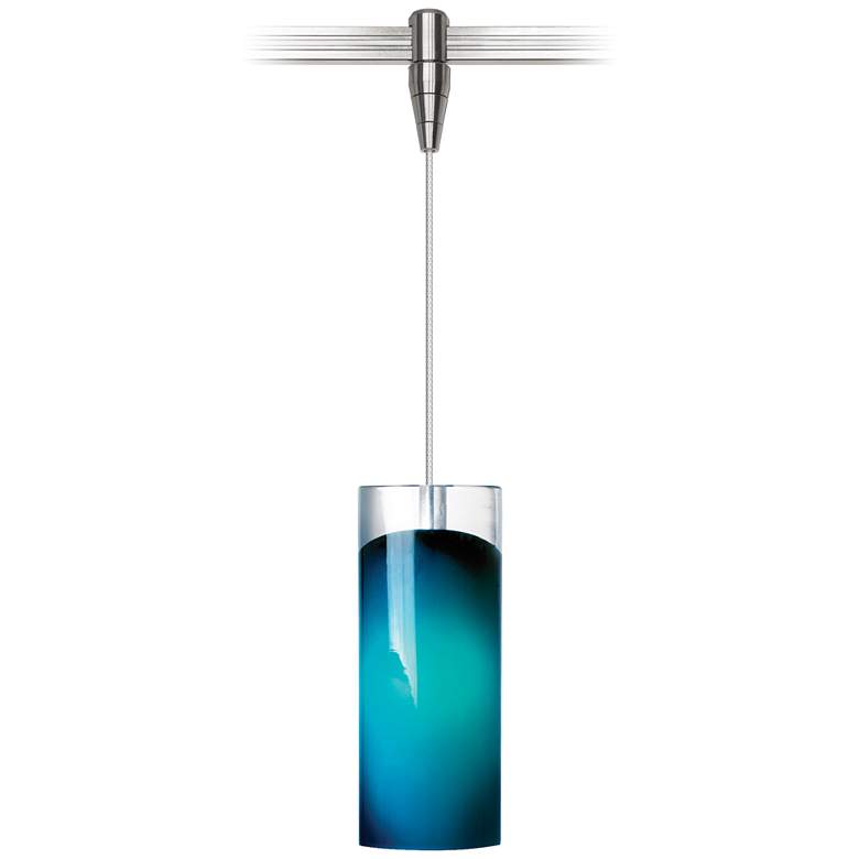 Image 1 Horizon 3 1/4 inchW Blue Glass Nickel LED Monorail Mini Pendant