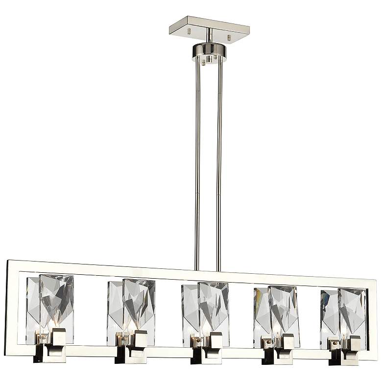 Image 1 Horizon 5-Light 46 Inch Sleek Linear Polished Nickel Crystal Chandelier
