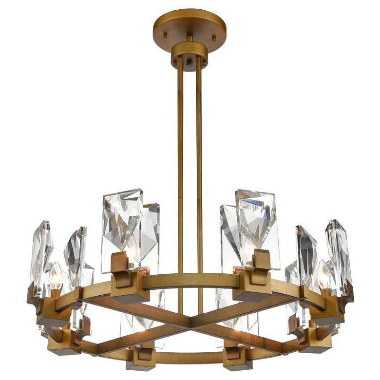 Image 1 Horizon 8-Light 32 Inch Aged Brass Wheel Styled Chandelier