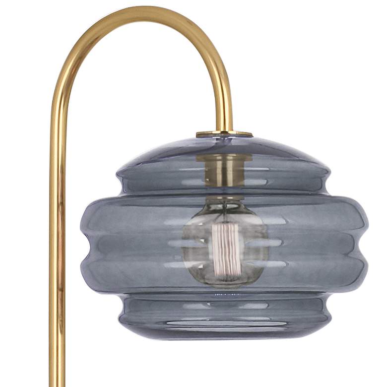Image 2 Horizon Brass Metal Arc Floor Lamp with Gray Glass Shade more views