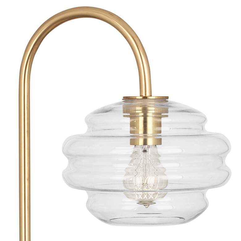 Image 3 Horizon Brass Metal Arc Table Lamp with Clear Glass Shade more views