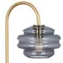 Horizon Brass Metal Arc Table Lamp with Gray Glass Shade