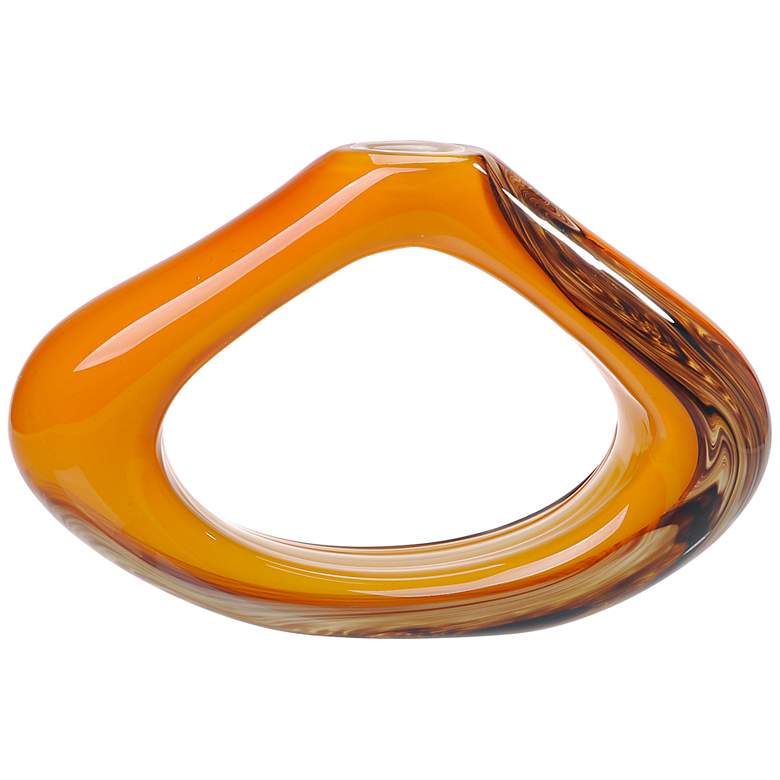 Image 1 Horizon Freeform Hand-Blown Orange 10 inch High Glass Vase