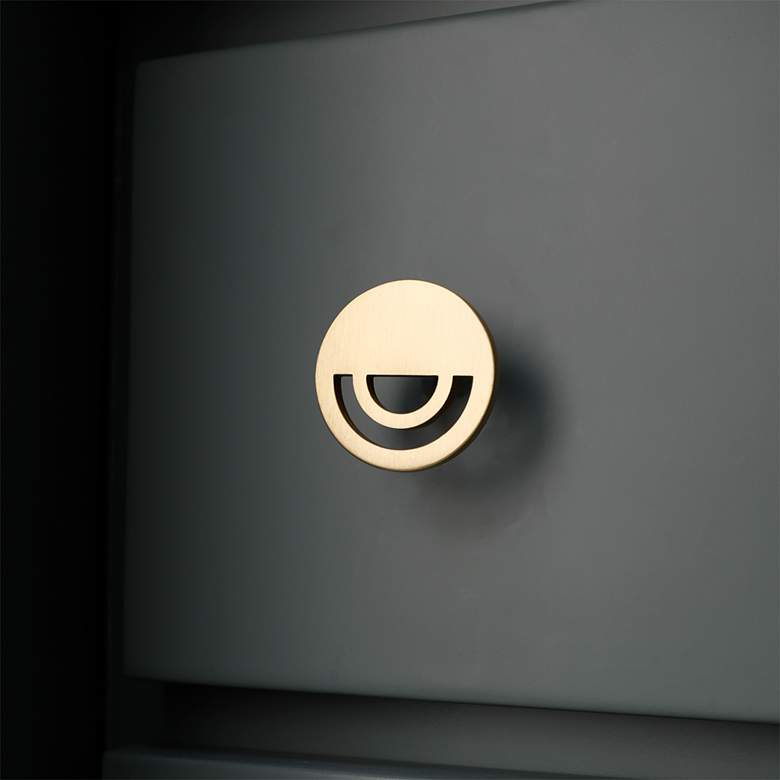 Image 1 Horizon Satin Brass Metal 1 1/2" Wide Cabinet Knob