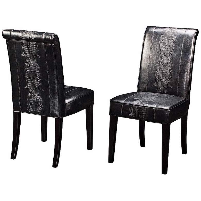 Image 1 Horizon Set of 2 Black Croc Dining Chairs