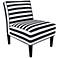 Horizontal Stripe Black and White Armless Accent Chair